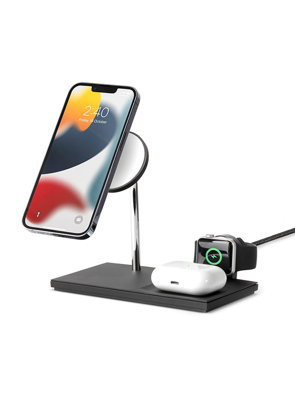 Native Union Snap 3-in-1 Magnetic Wireless Charger, for Apple iPhone 13/12, AirPods (Pro) & Apple Watch, Black
