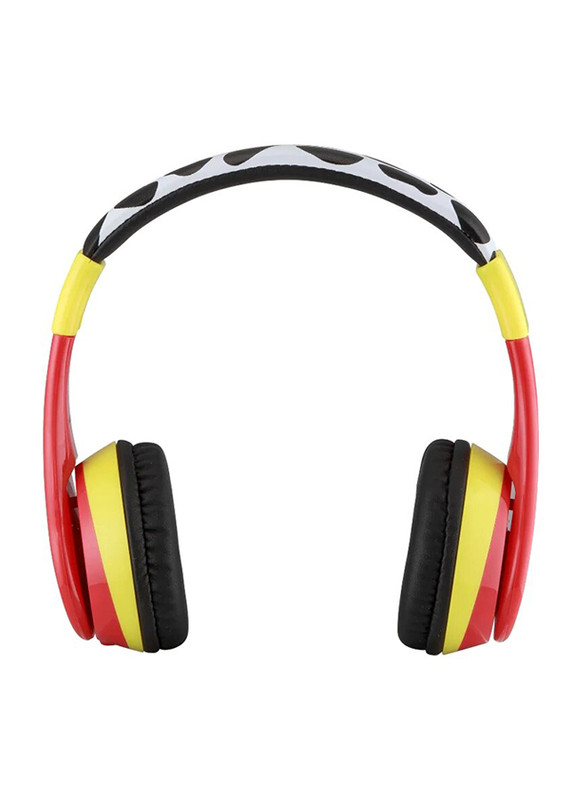 KidDesigns Paw Patrol Kid Safe Wireless Bluetooth Headphone for Kids, Black/Red/Yellow