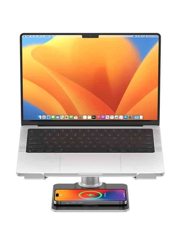 Twelve South HiRise Pro MacBook Stand with MagSafe Laptop Stand with Wireless Charging, Grey