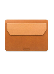 Moshi Muse 3-in-1 Leather Laptop Sleeve with Stand for Apple MacBook Air/Pro 13-inch, Caramel Brown