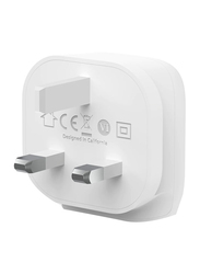 Belkin Boost Charge 20W USB-C Wall Charger PD 3.0 Fast Charger for Apple iPhone 14/13/12 Pro Max Plus, iPad Pro/Air/Mini, Samsung Phones & Tablets, UK 3-Pin Plug Type, White
