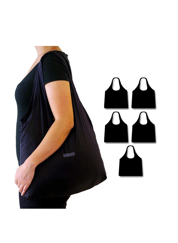 

Nanobag 3.0 Ultimate Reusable Hobo Bag for Women, 5 Pieces, Black