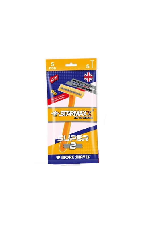 STARMAXX TWIN DISPOSABLE YELLOW RAZOR BLADE  WITHOUT LUBRA POUCH OF 5