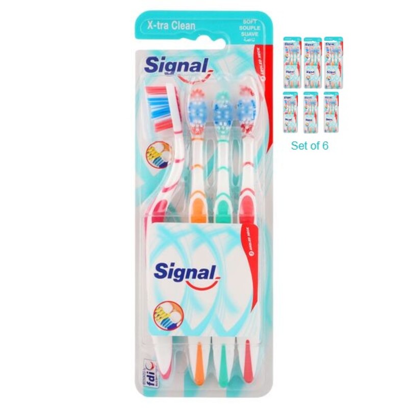 Signal X-tra clean tooth brush soft family pack, 24pieces(4set x 6card)
