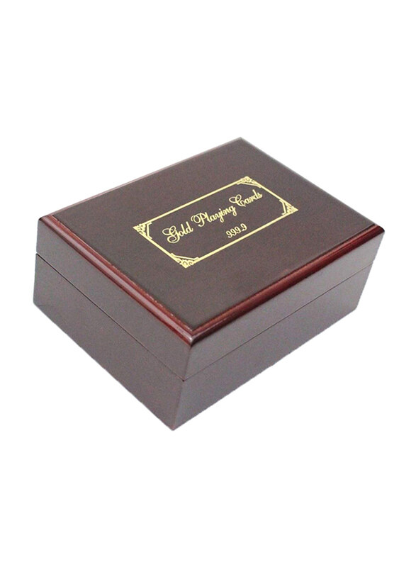 

Generic 54-Piece 24K Gold Plating Playing Card with Mahogany Box Card Game, Multicolour