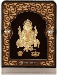 Hindu God Ganesh Statue Pure 24k Fine Gold Foiled 7cm best for Car Dashboard, Home, Office, pooja, Decoration, Festival Premium Gift