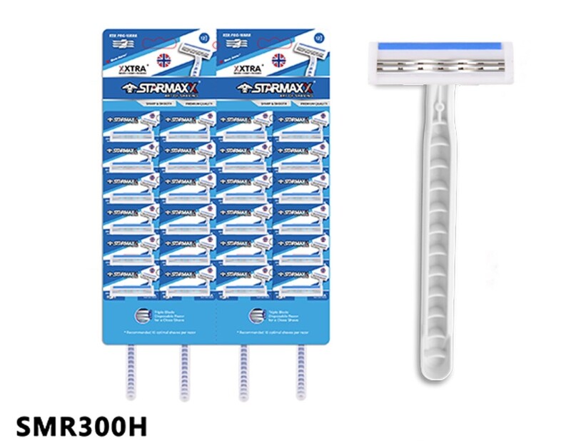 STARMAXX DISPOSABLE TRIPPLE SUPER PRO WITH LUBRA BLUE HANGING CARD (24 RAZOR) SMR300H