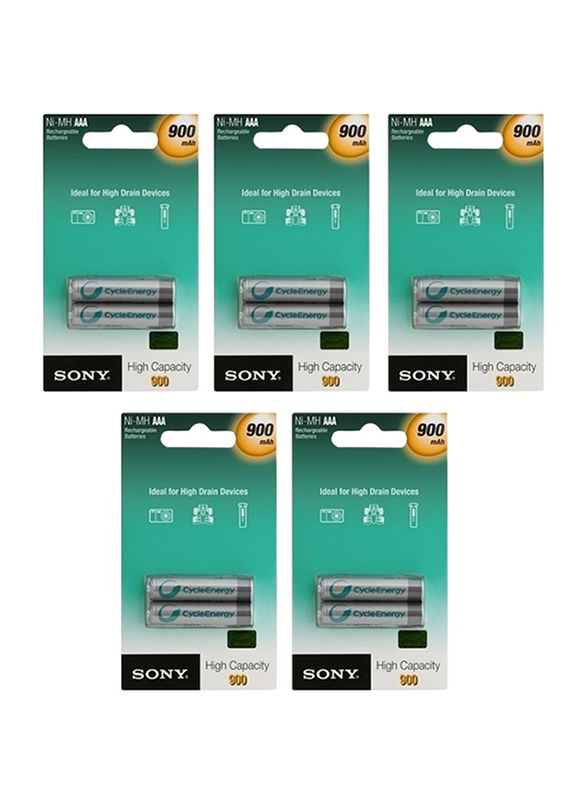 

Sony 10-Piece 900mAh USB Rechargeable Batteries, White/Black