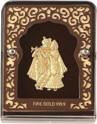 Hindu God Radha Krishna Ji Statue Pure 24k Fine Gold Foiled 7cm best for Car Dashboard, Home, Office, pooja, Decoration, Festival Premium Gift