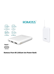 Romoss 5000mAh Pure 05 Slim Power Bank, with Micro USB Input, Bundle Pack, 2 Pieces, White