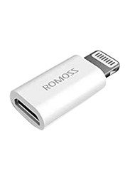 Romoss Lightning Adapter, Lightning Male to USB Micro B Female for Apple Devices, White
