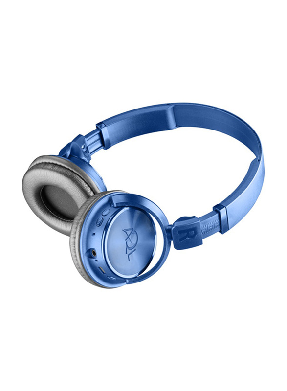 سماعات سيلولارلاين الترا لايت بتصميم على الاذن بلوتوث قابلة للطي مع مايكروفون, أزرق