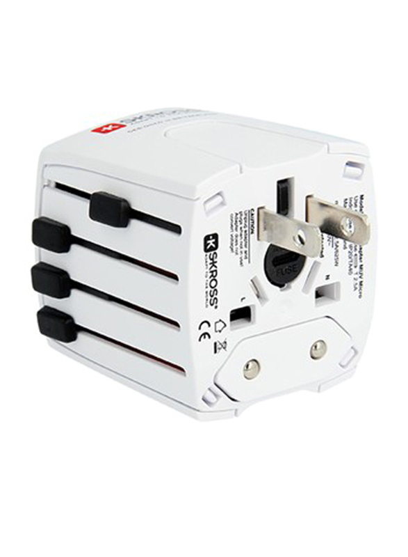 Skross World Wall Charger, 4 Plug 2 Pole MUV Micro USB 2.4A Adapter, 1302830, White
