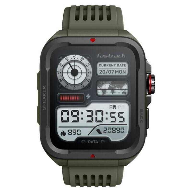 

TITAN Fastrack Active Smart Watch 1.83" TFT Square Display, BT Calling, IP68 - Black/Green