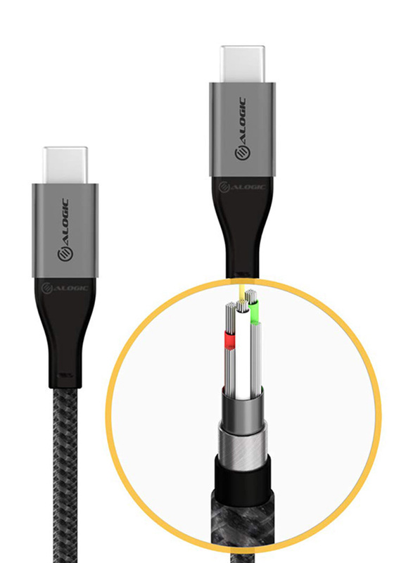 Alogic 1.5-Meter Super Ultra USB Type-C Cable, USB Type-C Male to USB Type-C for Smartphones/Tablets, Space Grey