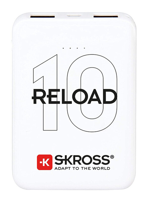 

Skross 10000mAh Reload 10 Compact & Sleek Power Bank, with Micro USB Input, White