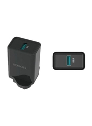 Romoss Power Cube Lite UK Plug Fast Wall Charger, 1 Plug USB Qualcomm 3.0 Home USB Adapter, Black