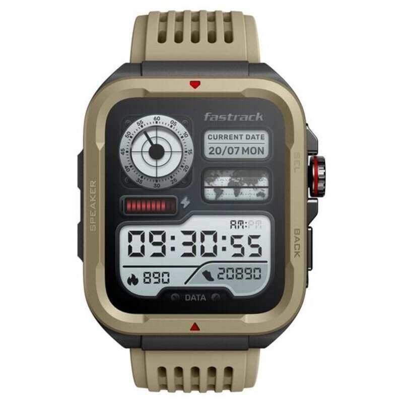 

TITAN Fastrack Active Smart Watch 1.83" TFT Square Display, BT Calling, IP68 - Khaki/Khaki