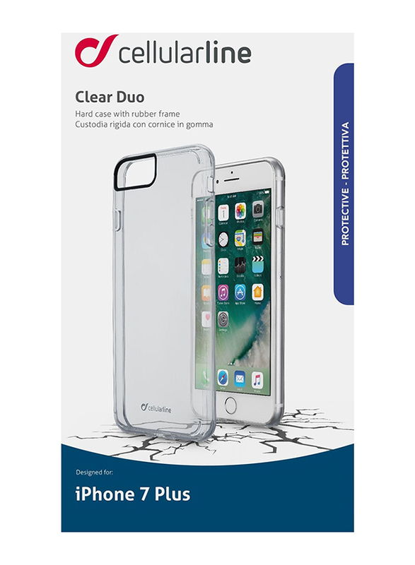 Cellular Line Apple iPhone 7 Plus 5.5-inch Clear Duo Hard Case Rubber Mobile Phone Case Cover, Transparent