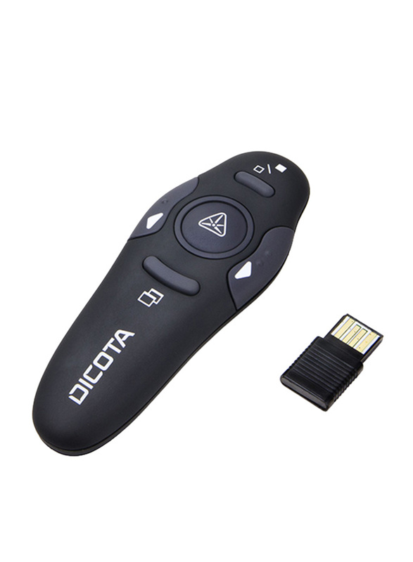 Dicota Pin Point Wireless Ergonomic Laser Presenter, D30933, Black