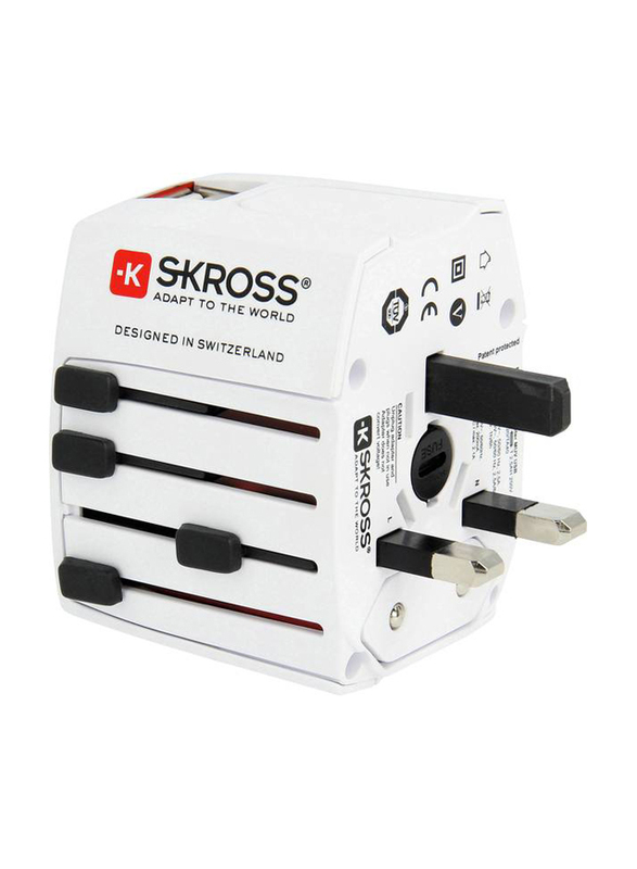 Skross World MUV USB 2.4A Multi Universal Travel Adapter, 1302930, White