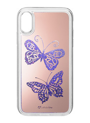 Cellular Line Apple iPhone XR Stardust Butterfly Plastic Mobile Phone Case Cover, Pink/Purple/Clear