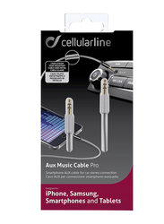 Cellularline 1-Meter 3.5mm Jack Aux Music Cable, 3.5mm Jack Male to 3.5mm Jack for All 3.5mm Jack Devices, Grey