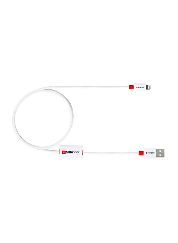 Skross 1-Meter Buzz Alarm Lightning Cable, USB Type A Male to Lightning for Apple Devices, White