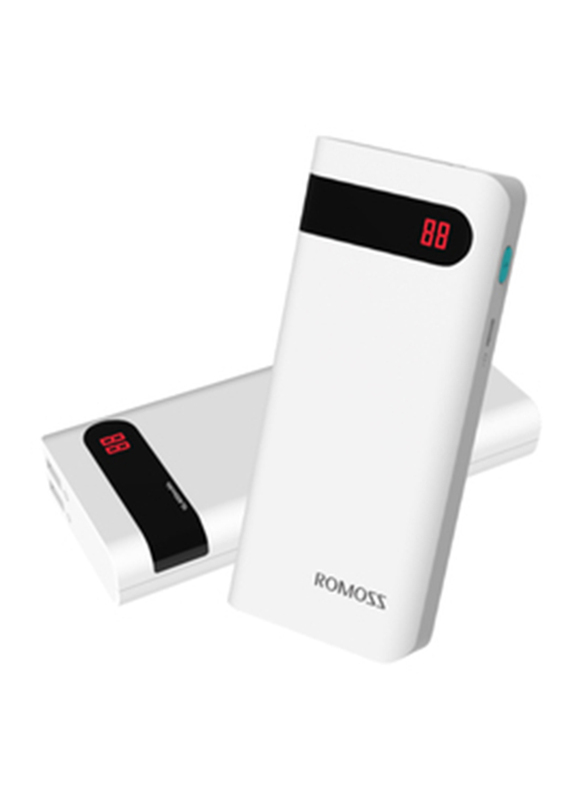 Romoss 10400mAh Sense4P Power Bank, with Micro USB Input and Digital Display, Bundle Pack, 2 Pieces, White