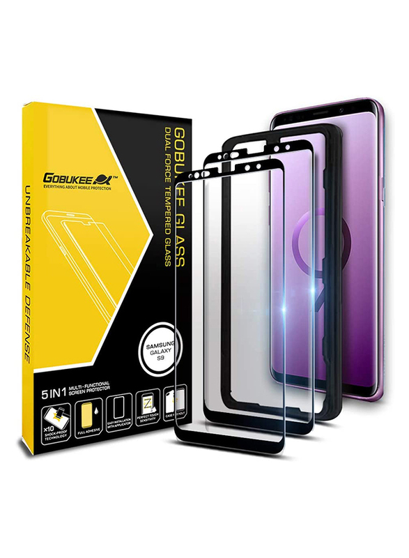 Gobukee Samsung Galaxy S9 G-Dual Force Glass Ultra Edge Tempered Glass Screen Protector, Clear