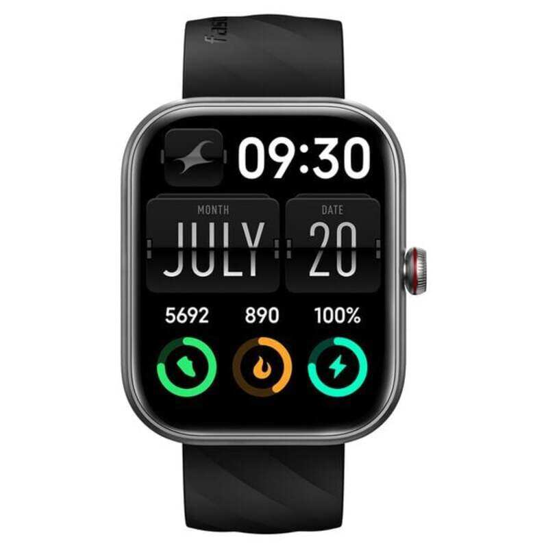 

TITAN Fastrack Reflex kruz+ Smart Watch 1.91" TFT Square Display, BT Calling, IP68 - Gun Black/Black