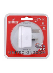 Skross 1500240 Wall Charger, 3 In 1 UK Mini Global Travel USB Adapter, 1500240, White