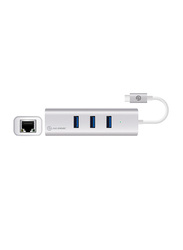 Alogic USB-C to Gigabit Ethernet & 3 Port Prime Series USB Hub, VPLUC3AGE, Silver
