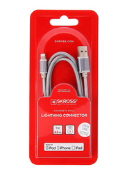 Skross 1-Meter Steel Line Lightning Connector Cable, USB Type A Male to Lightning, Charge and Sync for Apple Devices, Grey