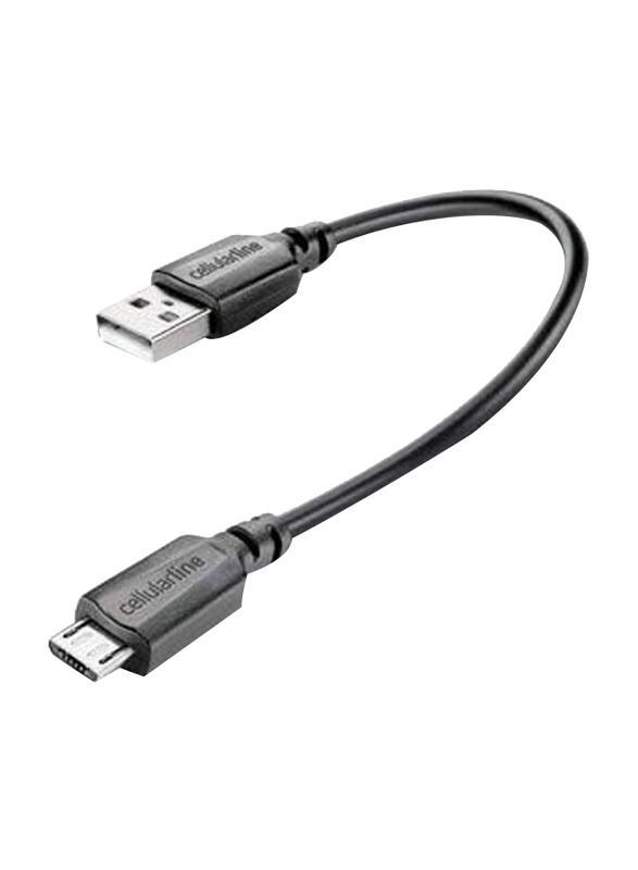 Cellularline Travel Micro-B USB Cable, USB Type A Male to Micro-B USB for Micro USB Devices, Black