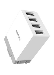 Romoss Power Cube-4 AC14P UK Plug 10.5W Fast Wall Charger, 4 Port USB AC Home USB Adapter, White