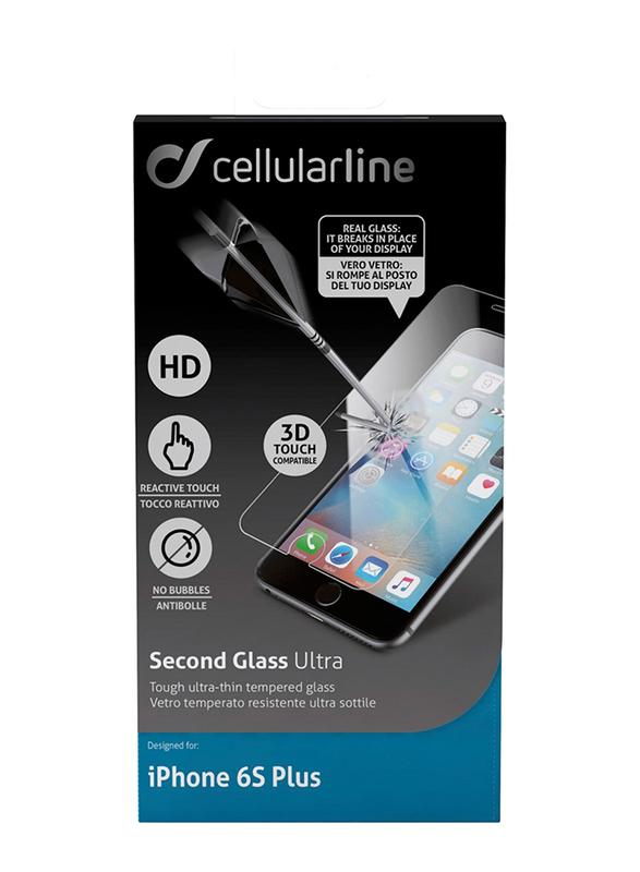 Cellular Line Apple iPhone 6 Plus 5.5-inch Second Glass Ultra Anti Shock Tempered Glass Screen Protector, Clear