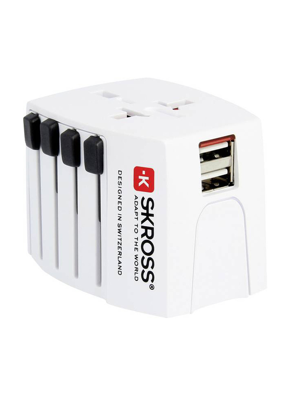 Skross World MUV USB 2.4A Multi Universal Travel Adapter, 1302930, White