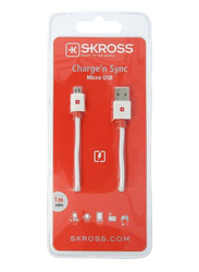 Skross 1-Meter Micro USB Cable, USB Type A Male to Micro USB, Sync and Charging Cable for Smartphones, White