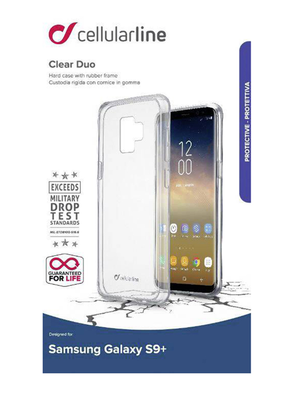 Cellular Line Samsung Galaxy S9+ Clear Duo Hard Mobile Phone Case Cover, Clear