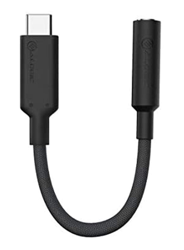 Alogic 10-cm Elements Pro 3.5mm Female AUX Audio Adapter, USB Type-C Male to Female 3.5mm Jack for Smartphones, Black