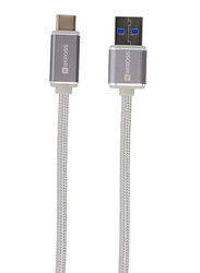 Skross 1-Meter Steel Line USB Type-C Data Cable, USB Type A Male to USB Type-C, Charge and Sync for USB Type-C Devices, Silver