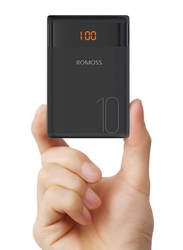 Romoss 10000mAh Ares10 Compact Power Bank, with Micro USB and USB Type-C Input, Black