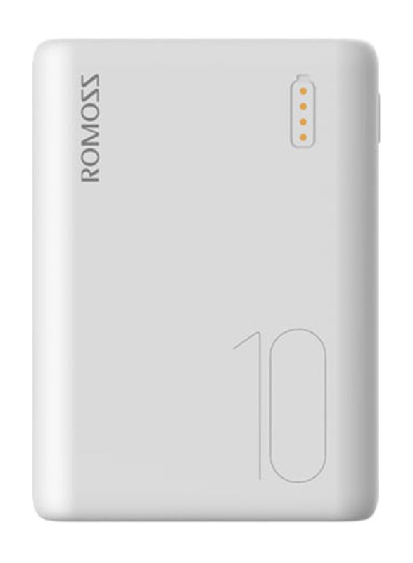 

Romoss 10000mAh Simple10 Fast Charging Compact Power Bank, with Micro USB/USB Type-C and Lightning Input, White