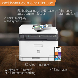 HP Color Laser MFP 179FNW Laser Printer, 4ZB97A, White