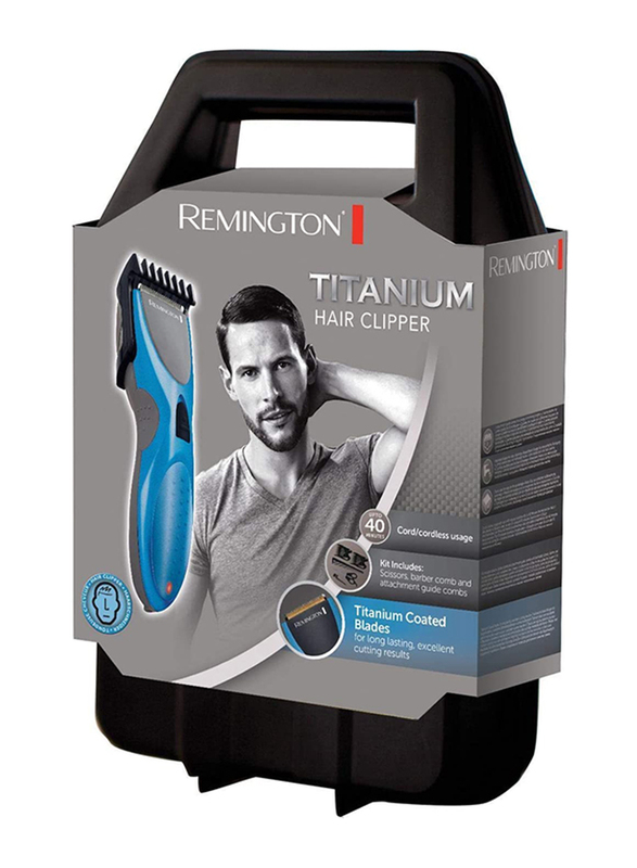 Remington Titanium Hair Clipper Kit, HC335, Blue/Grey/Black