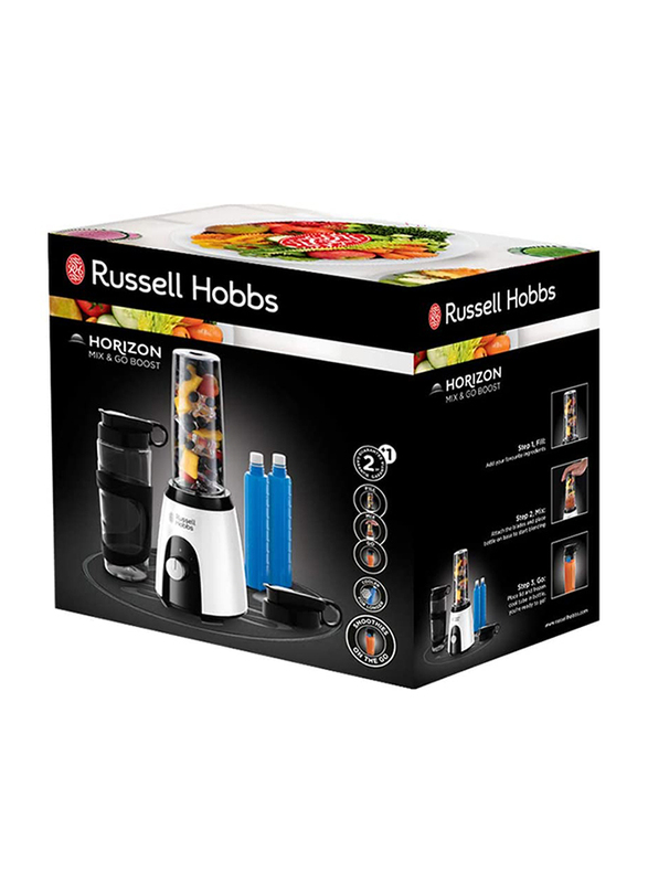 Russell Hobbs Horizon Mix & Go Boost Blender, 400W, 25161, White/Black