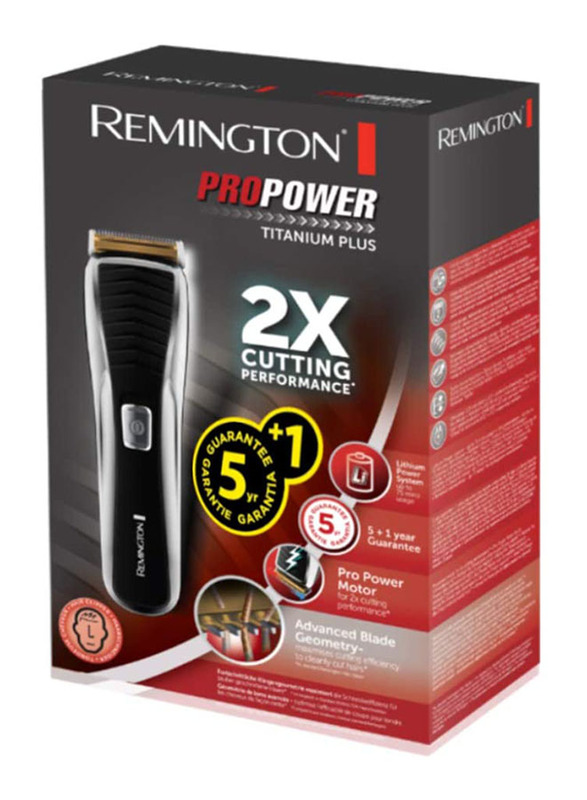 Remington Pro Power Titanium Plus Hair Trimmer, HC7150, Black/Silver