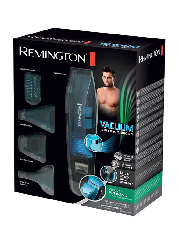 Remington Vacuum 5 in 1 Grooming Kit, PG6070, Blue/Black