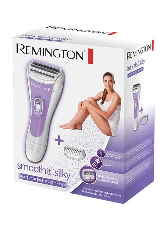 Remington Smooth & Silky Battery Operated Lady Shaver, WDF4815C, White/Purple